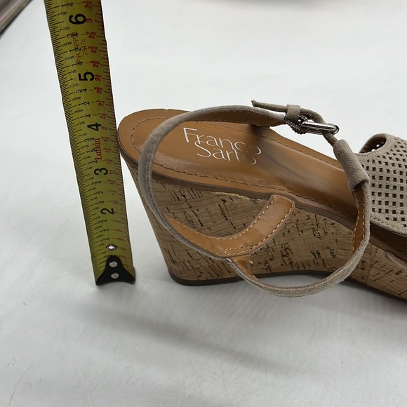 Franco Sarto Clinton Cut Out Tan Cork Wedge Sandal Size 8. MCW2818B - Picture 7 of 9